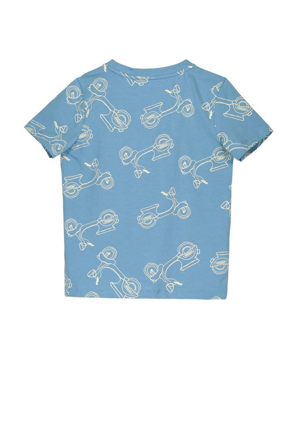 Moodstreet T-shirt met all over print lichtblauw/offwhite