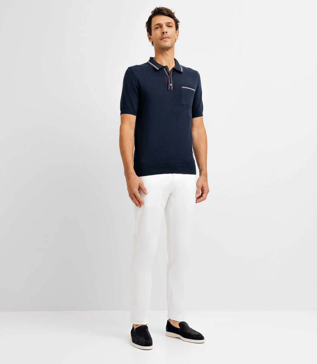 Polo en maille avec poche marine