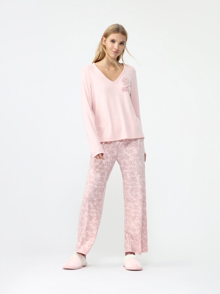 Conjunto de pijama estampado dos Smurfs IMPS - Rosa claro