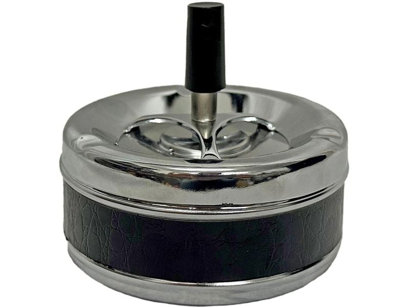Dameco Aschenbecher mit Schleuderdeckel Braun Drehascher aus Metall