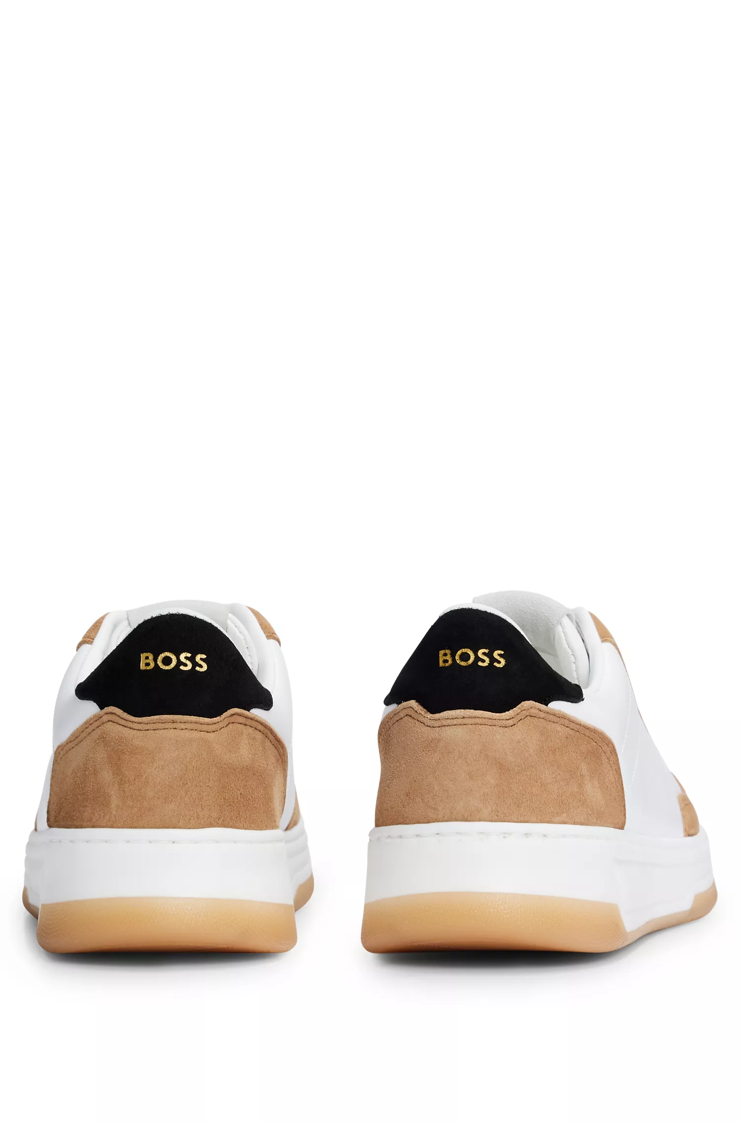 Tênis de cadarço BOSS Black-Branded em couro e nobuck