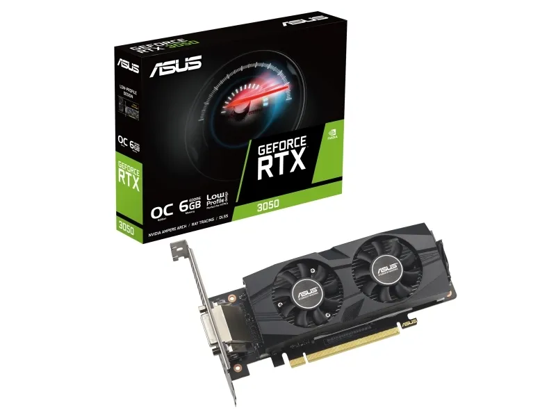 ASUS GeForce RTX 3050 LP BRK 6GB - OC Edition - grafikkort - GF RTX 3050 - 6 GB GDDR6 - PCIe 4.0 - HDMI, DisplayPort, DVI