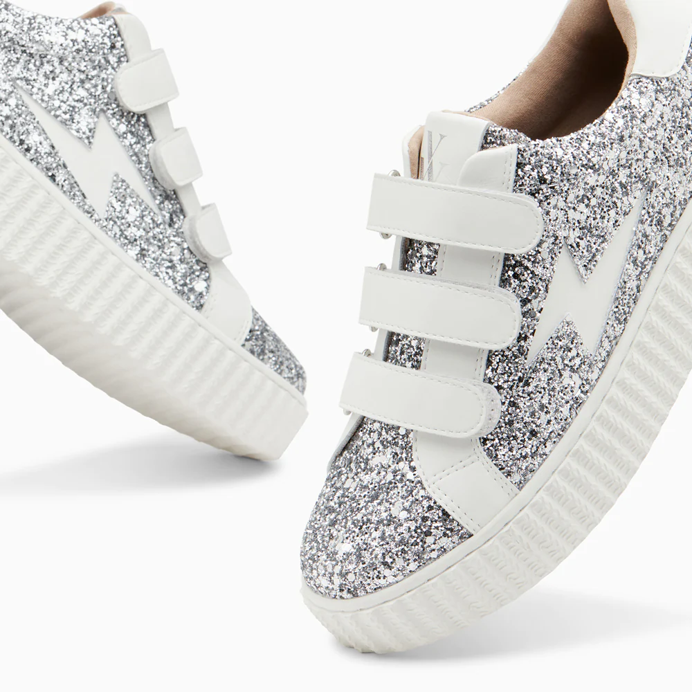 Sneakers-Baskets éclair Marielle à paillettes argent