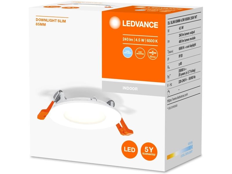 Ledvance Einbauleuchte Spot ultra slim, Ø 8.5 cm, 4.5W, 650 Leuchte zum Einbauen