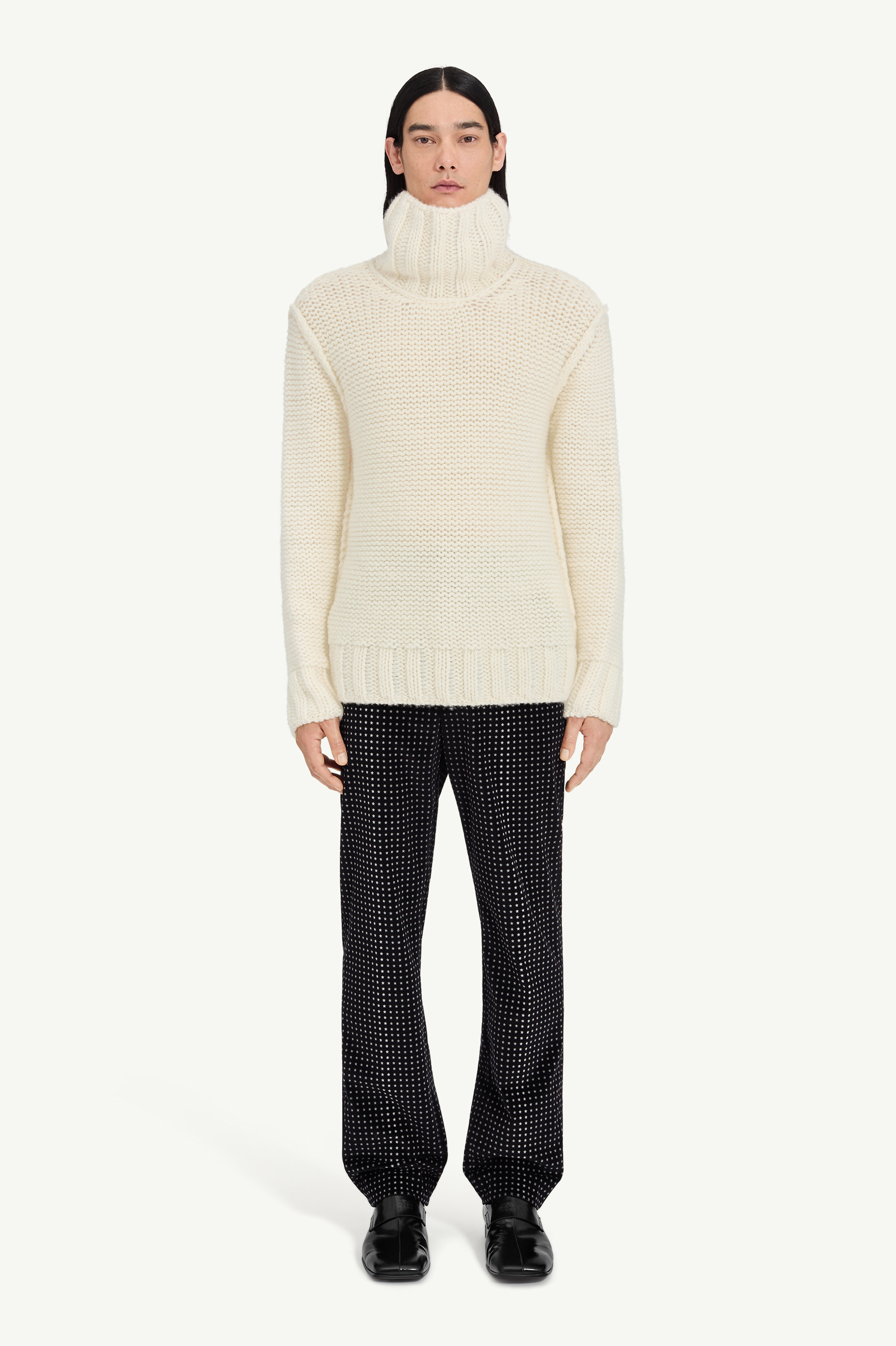 Pull à col roulé en laine épaisse pour homme | MM6 Blanc