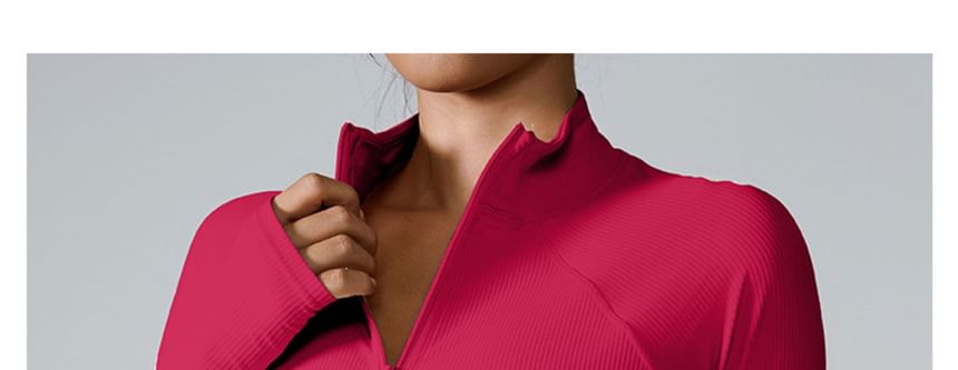 Runyz - Effen sporttop met lange mouwen, nephals en rits