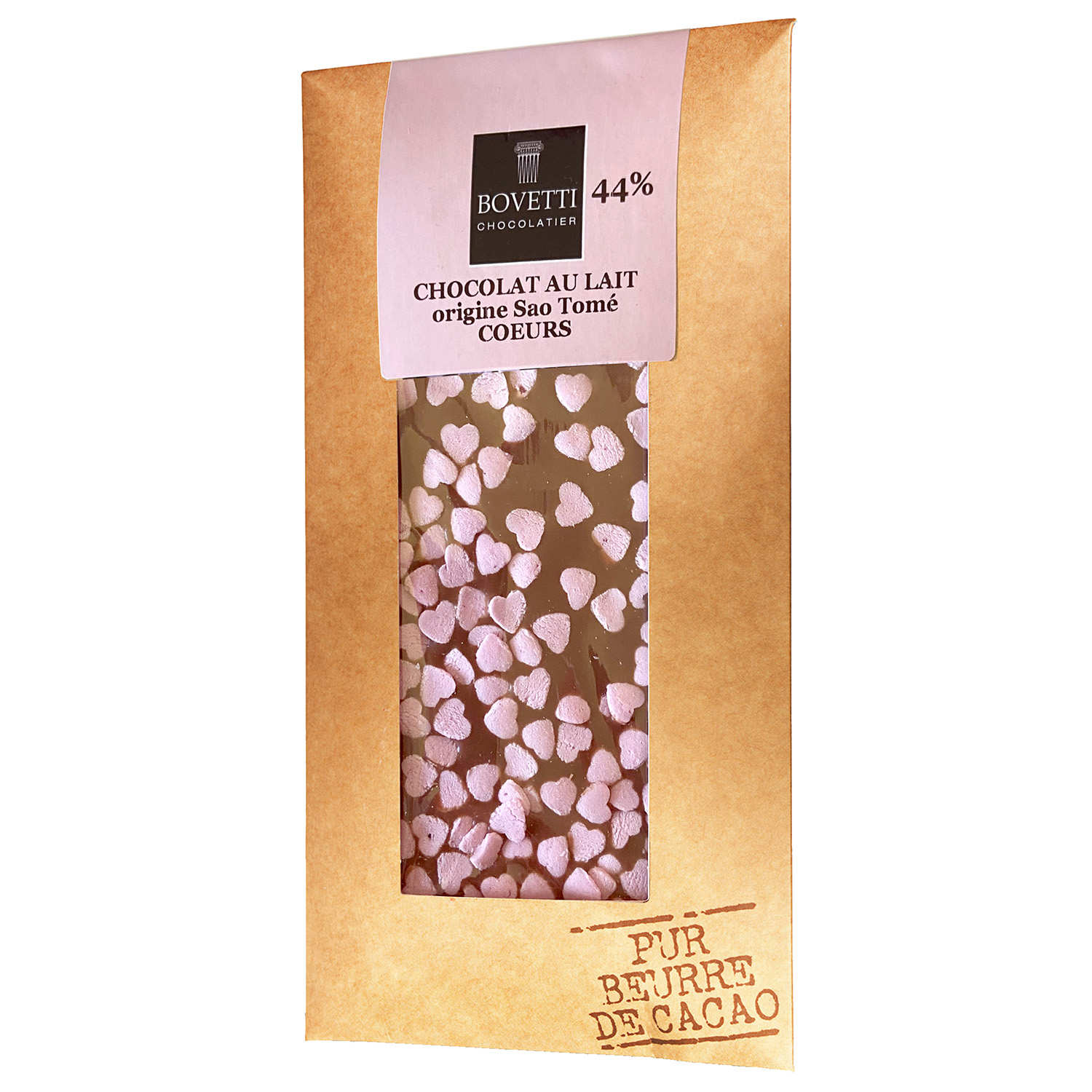Tablette chocolat au lait 44 % Coeurs
