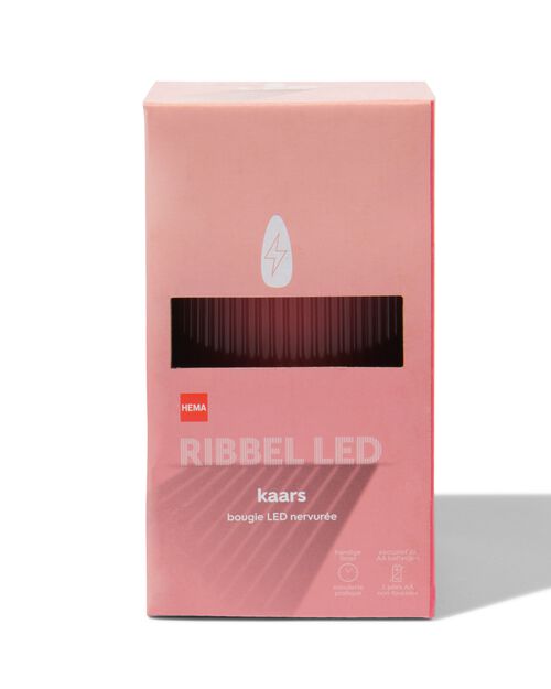 bougie nervurée LED avec cire Ø7.5x12.5 rose foncé