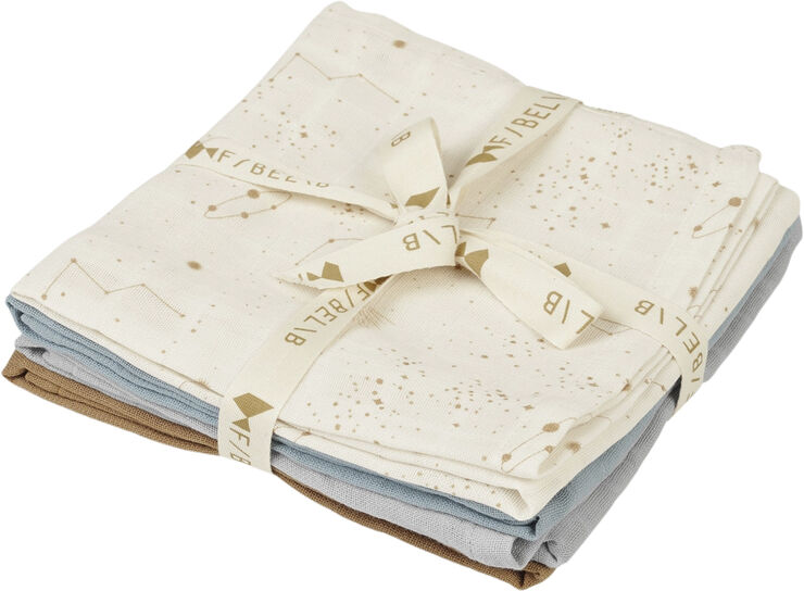 Fabelab Muslin - Galaxy - 4 pack Cottage blue