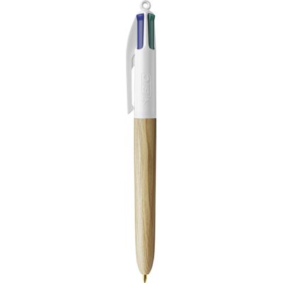 BIC 4 Couleurs Bois - Stylo à bille 4 couleurs effet bois - disponible dans différentes couleurs