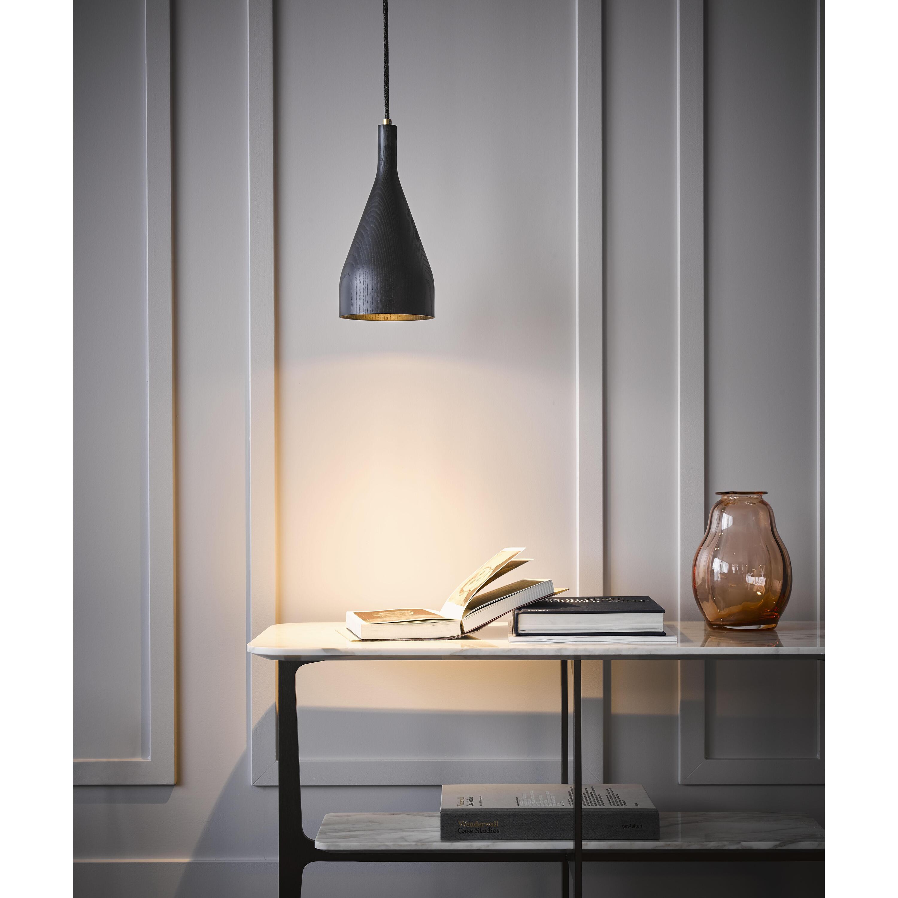 Timber hanglamp medium Ã10 walnoot, zwart snoer