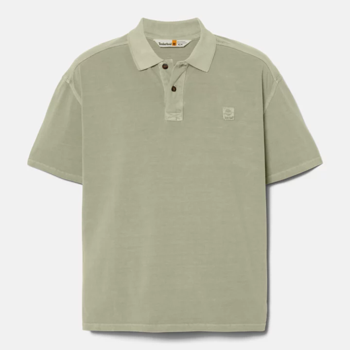 Polo court teint en plongée pour homme en vert
