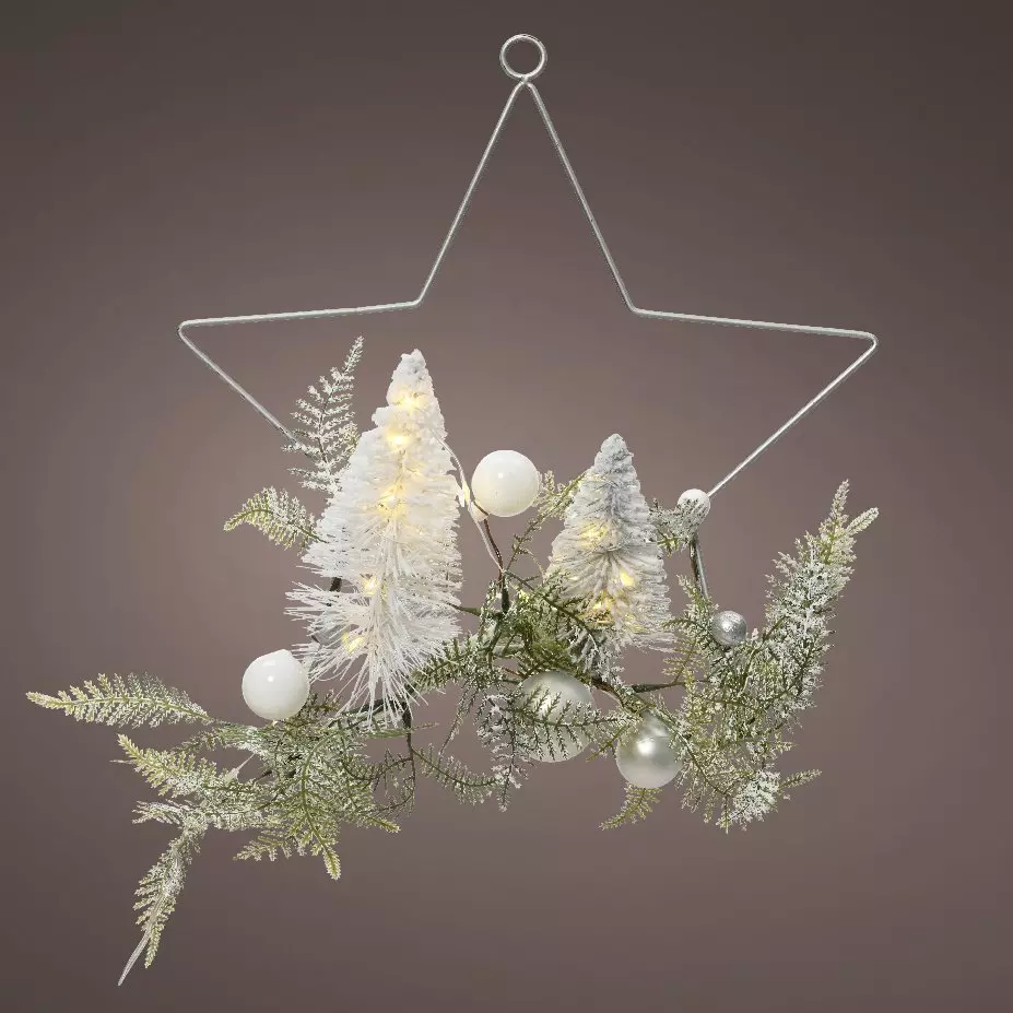 Couronne de Noël lumineuse (D30 cm) Etoile brillante Argent