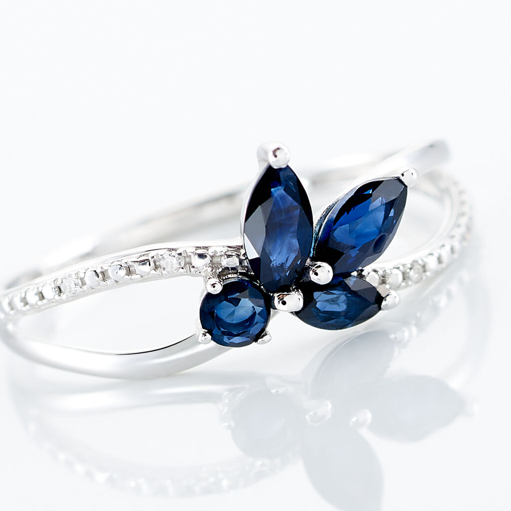 Bague Lupe Or Blanc Saphir Et Diamant