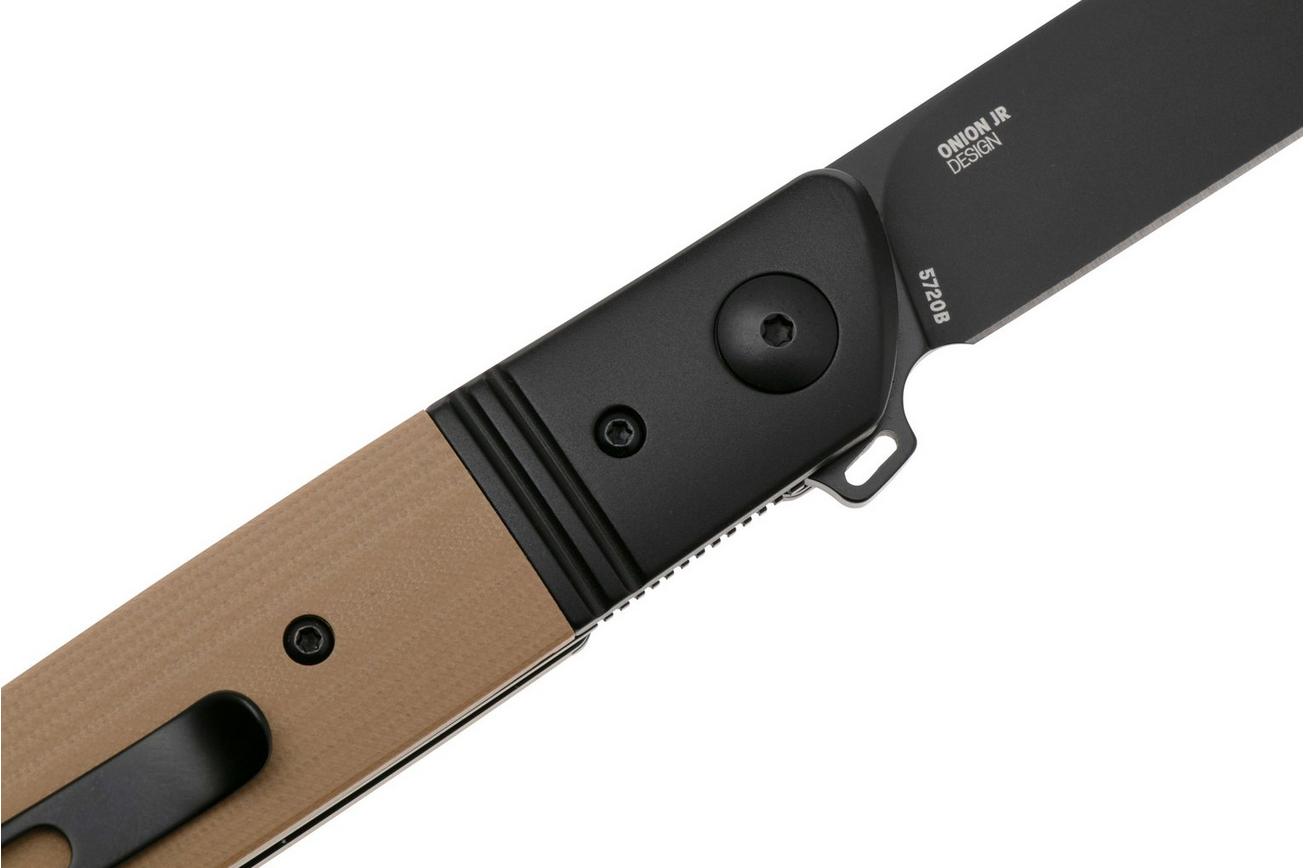 CRKT Bamboozled Black 5720B Black Oxide D2, Brown G10, zakmes, Kenny Onion design