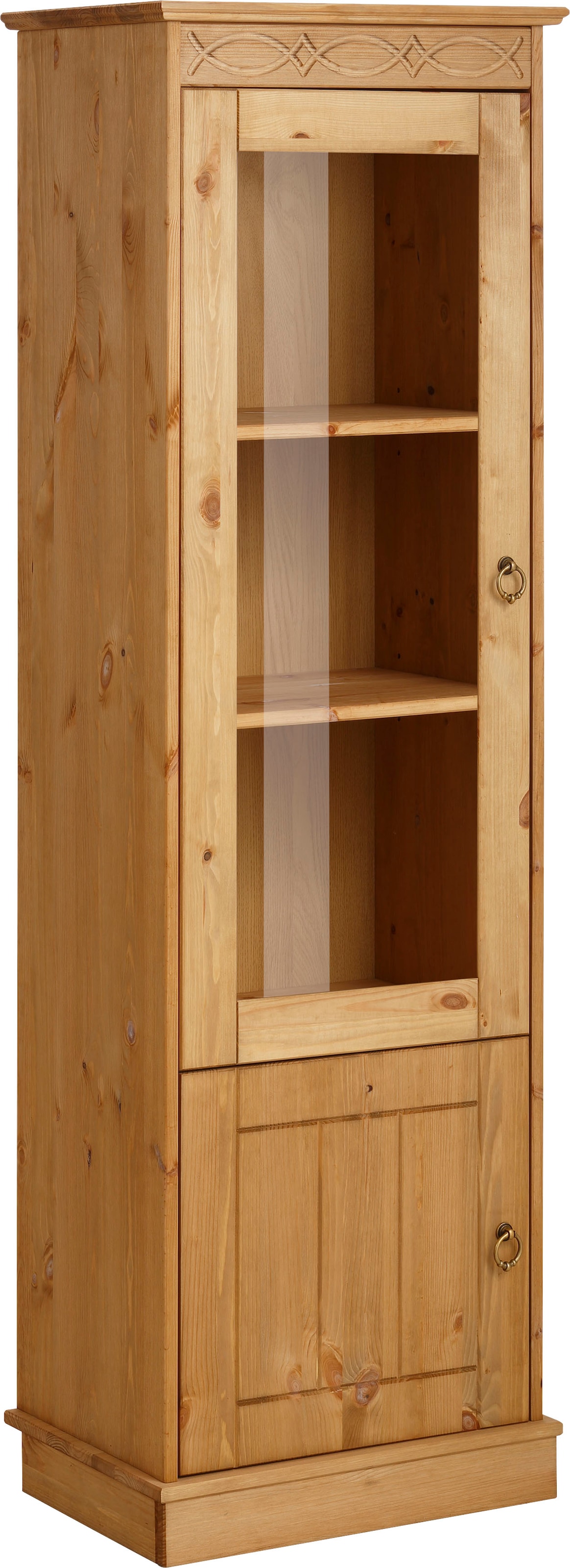 Home affaire Vitrine »Indra« aus massiver Kiefer, FSC®, 2trg., Höhe 145 cm, dezentes Ornament