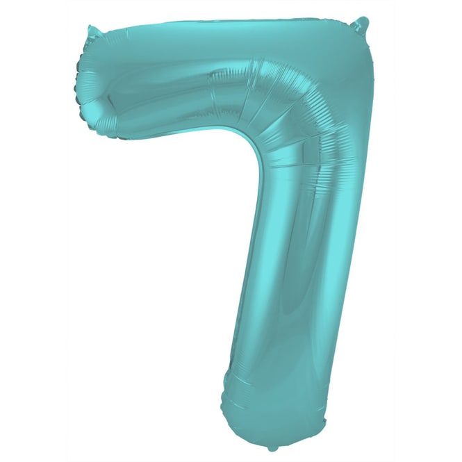 Folienballon - 7 - metall matt pastell aqua blau - ca. 86 cm lang