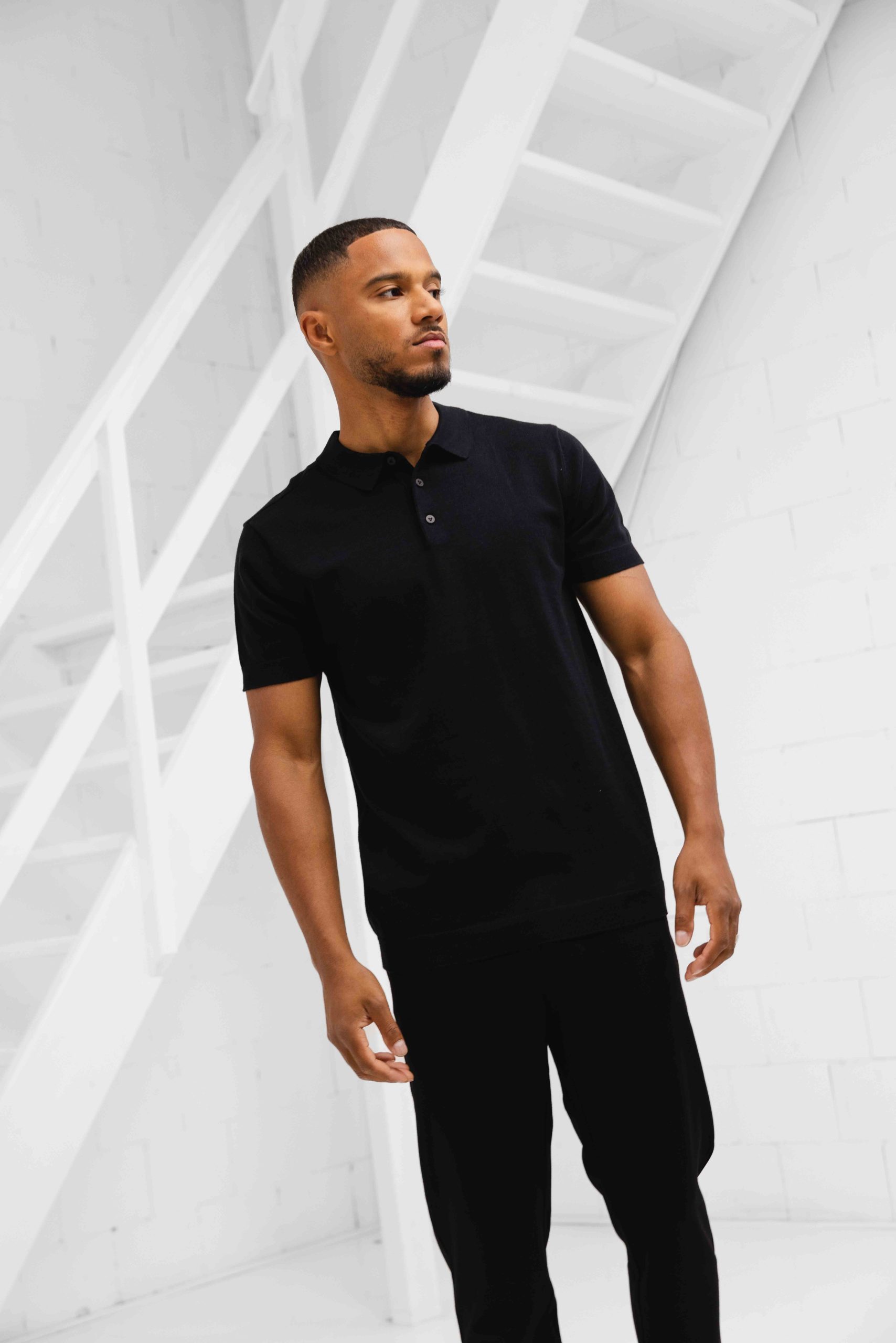 Pure Path Essential Knitwear Polo Heren Zwart