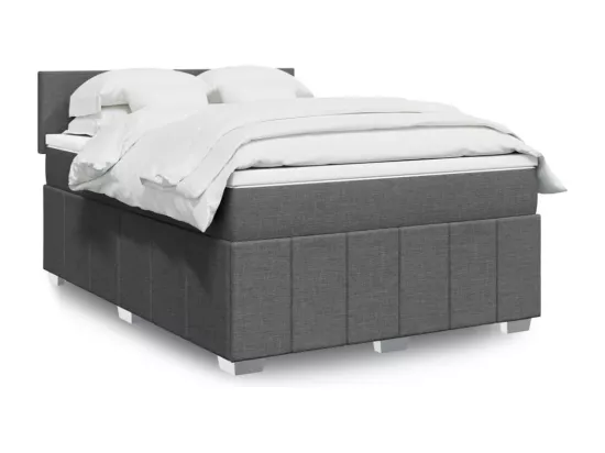 Sommier à lattes de lit avec matelas Gris foncé 140x190cm Tissu