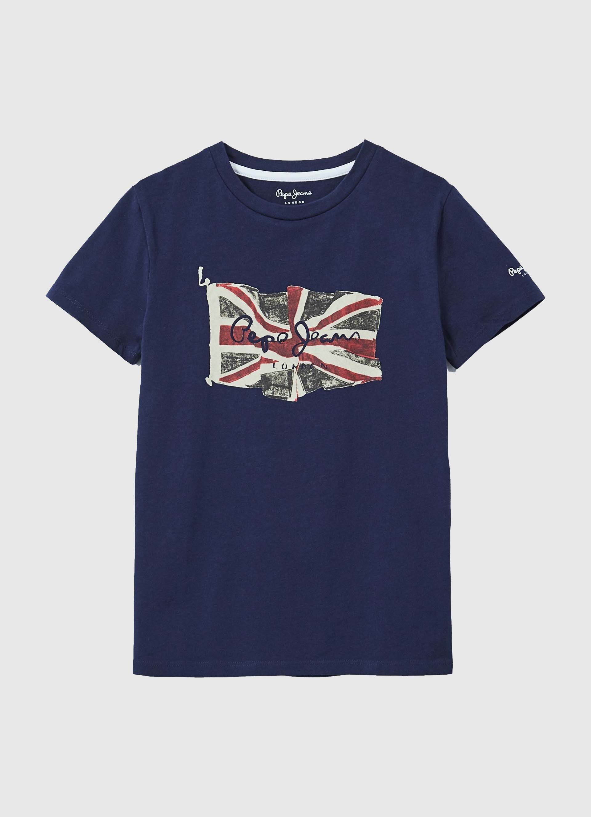 Camiseta de algodão com logotipo da bandeira - azul Dulwich
