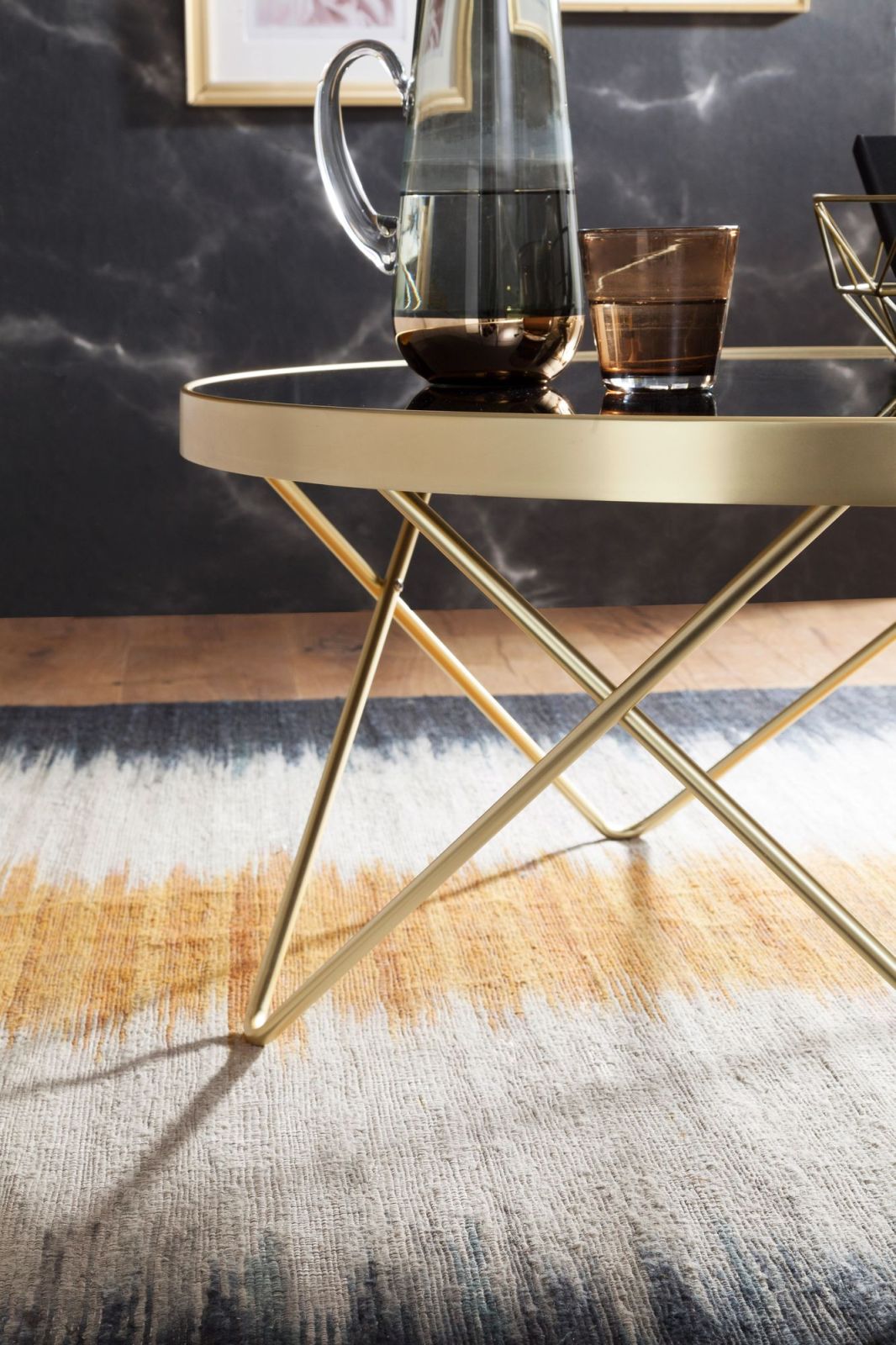 Couchtisch - gold-schwarz - rund