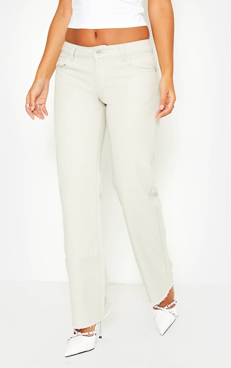 Bleu Javélisé Jean Droit Taille Basse Jambe Longue Effet Usé Petite