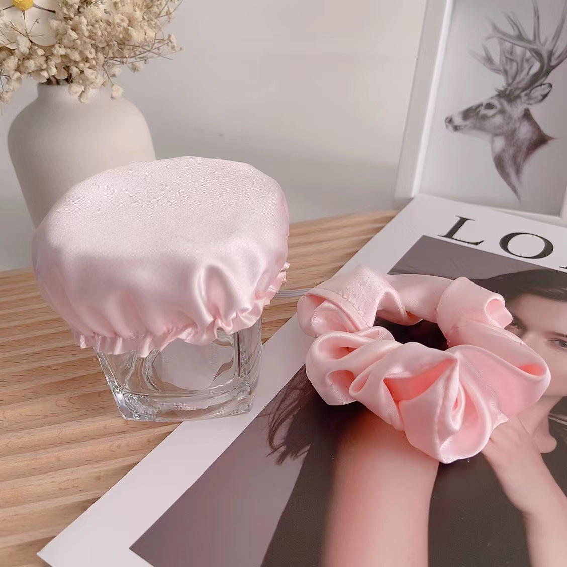 2in1 Anti-K.o. Tropfen Scrunchie Haargummi mit Getränke Becher Abdeckung für Festival / OpenAir / Partys - Rosa
