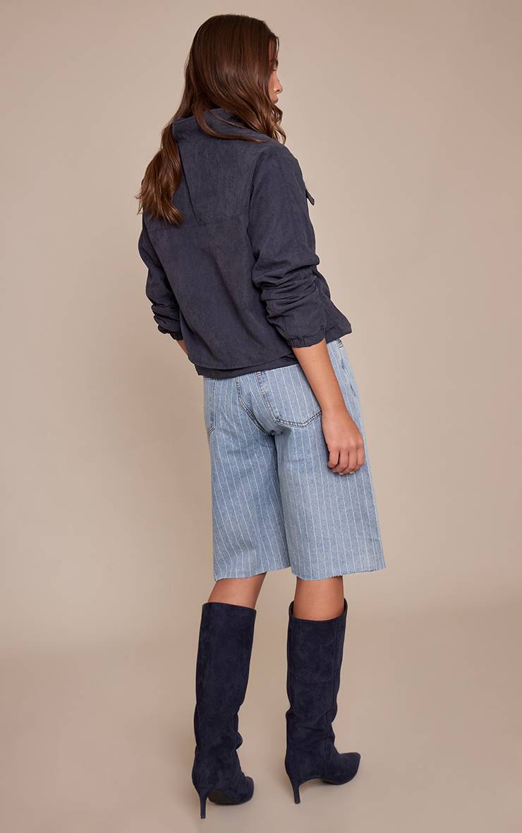 Bleu Clair Short En Jean Long À Rayures Tennis