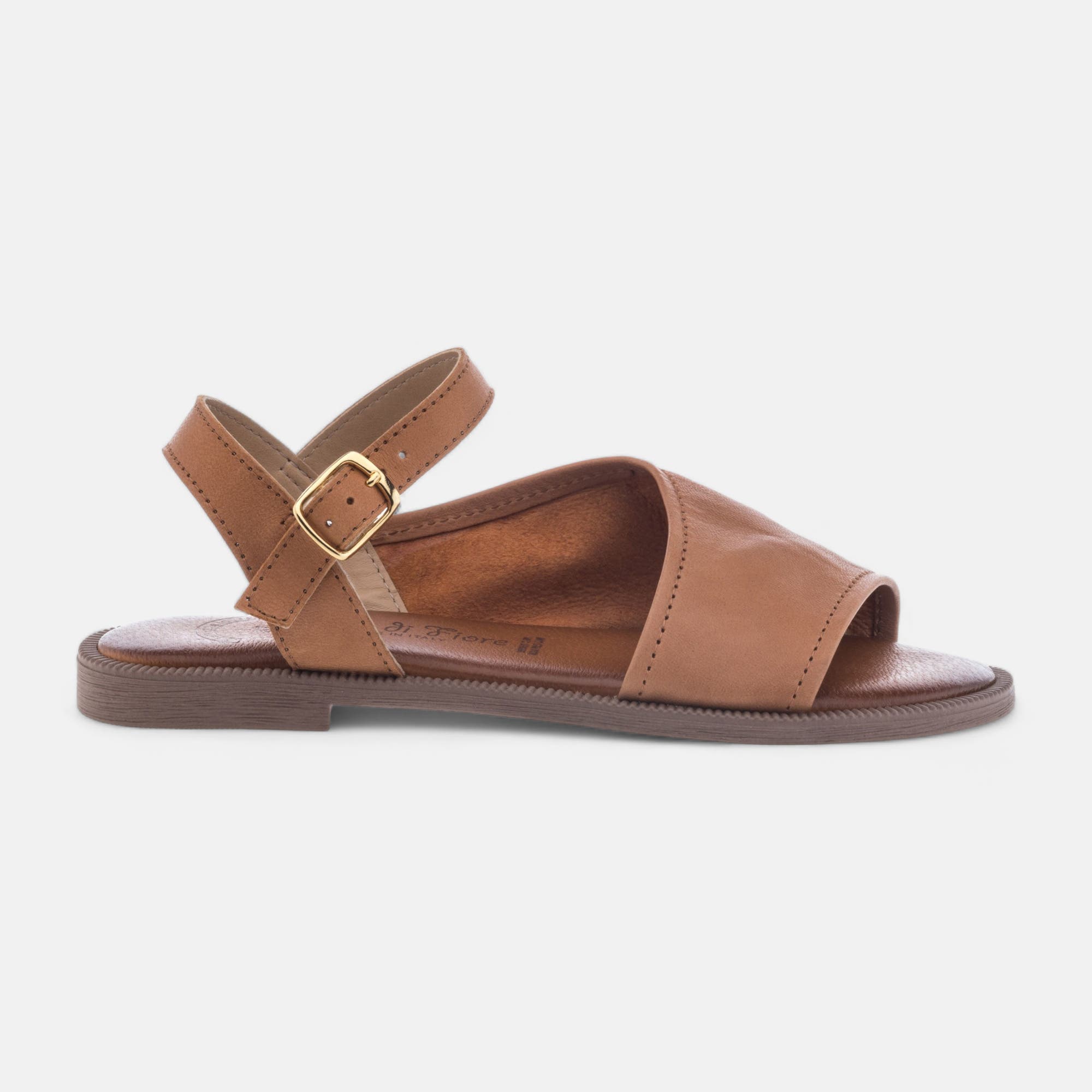 Sandales Femme en cuir cognac