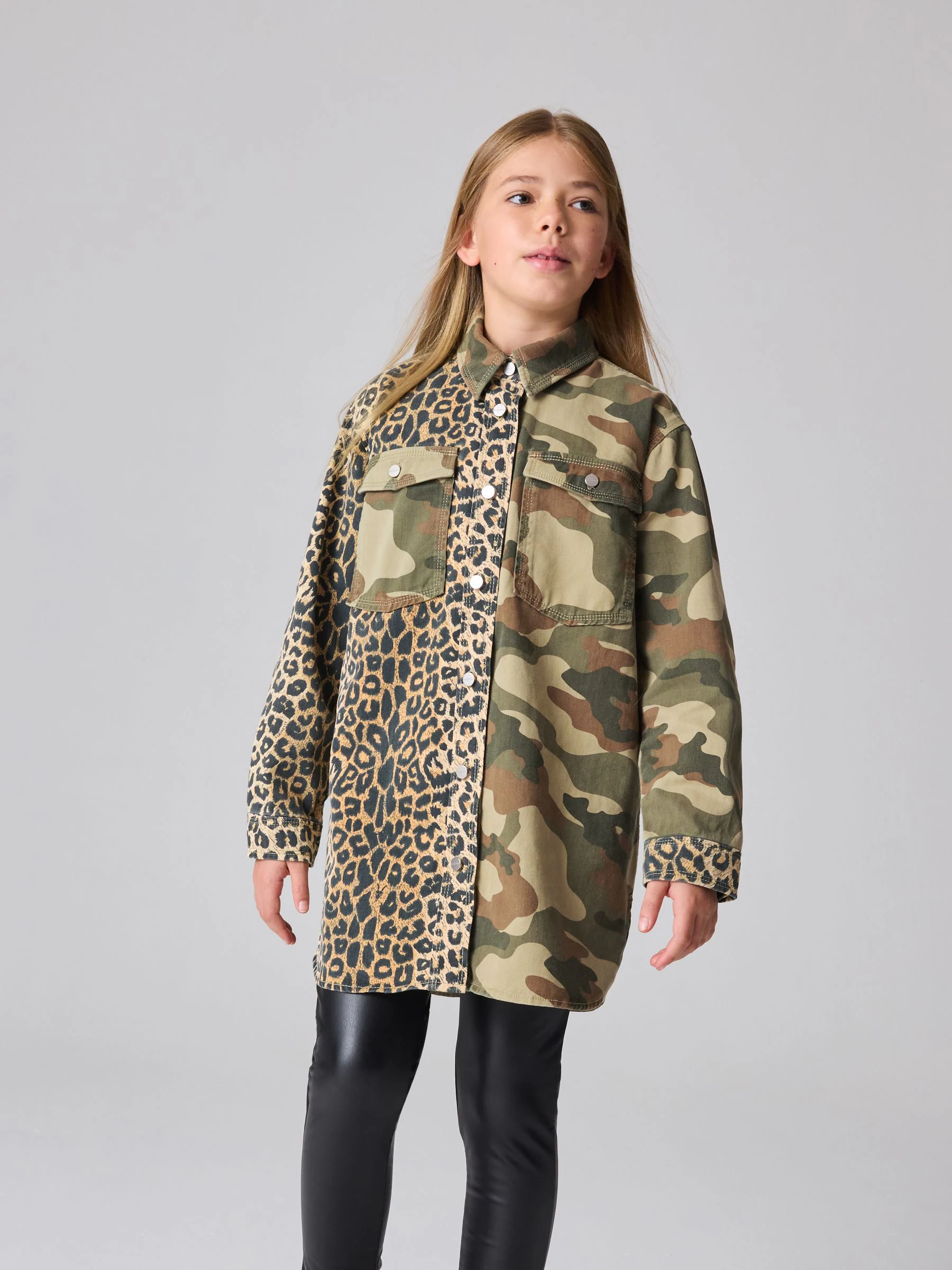 Camouflage - smALLSAINTS Lily Oversized Girls 100% Cotton Denim Shacket