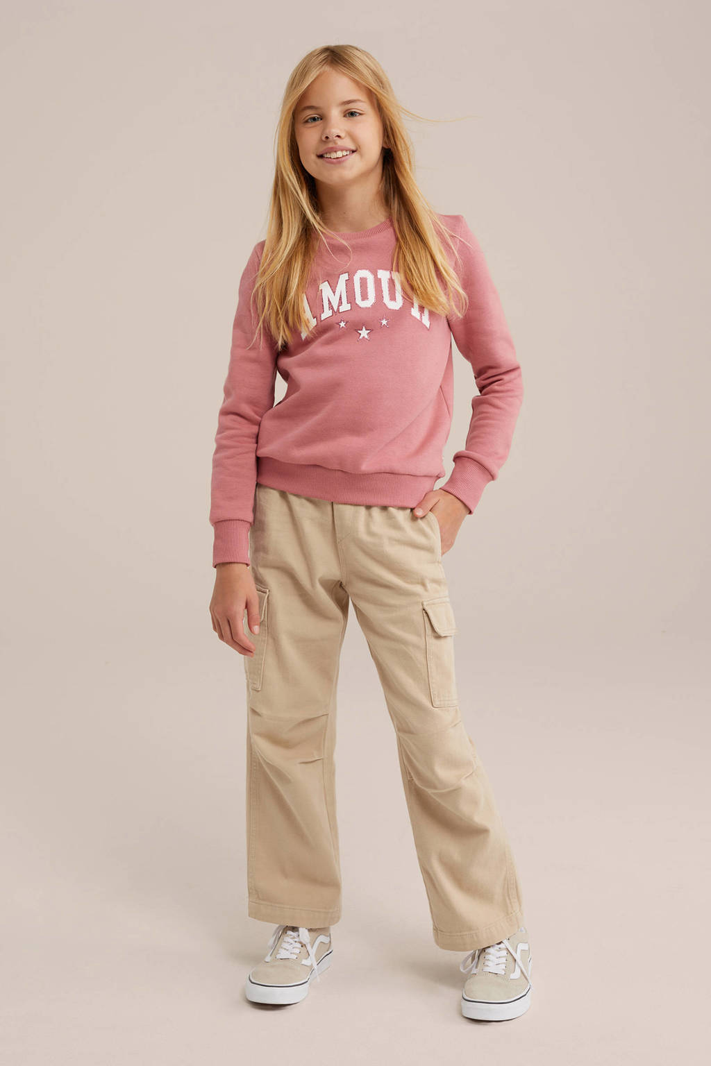 WE Fashion loose fit broek sand