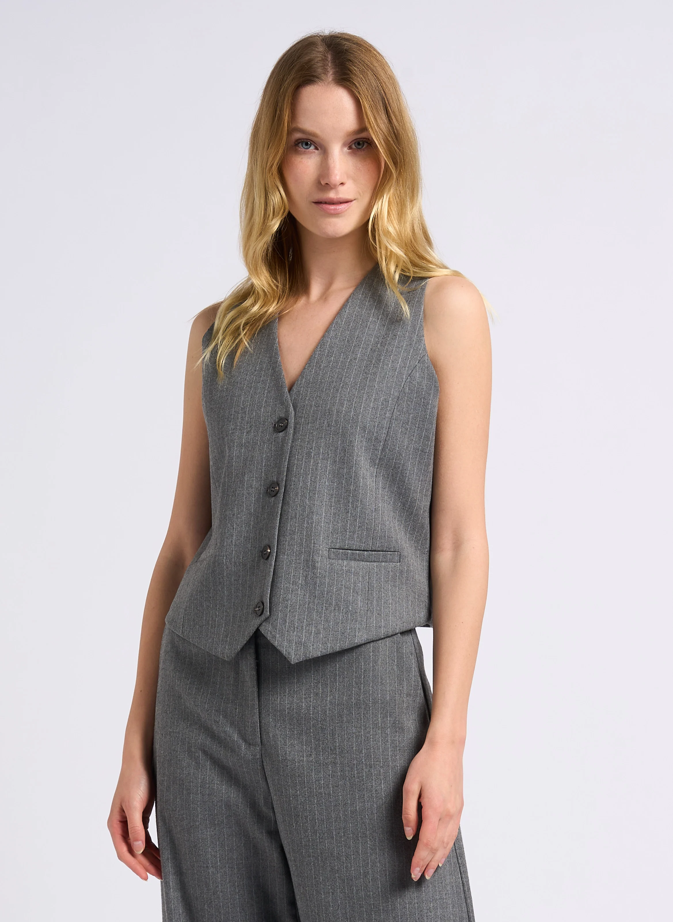 GALLY - Gilet de tailleur rayé | Noir