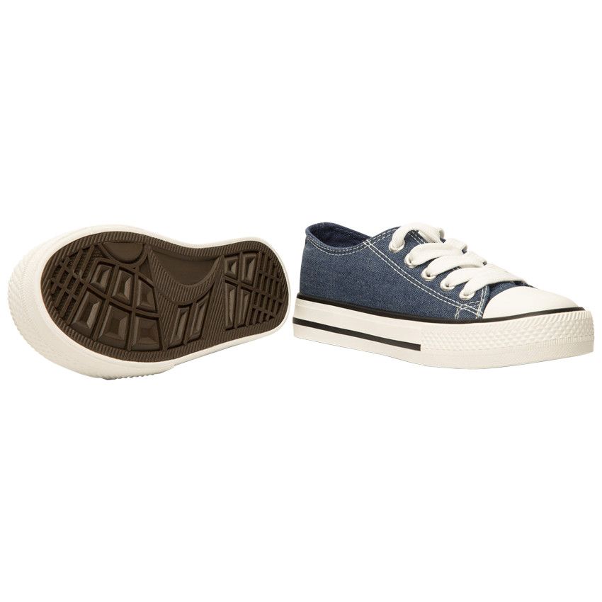Baskets basses en toile avec lacets mixtes - Bleu