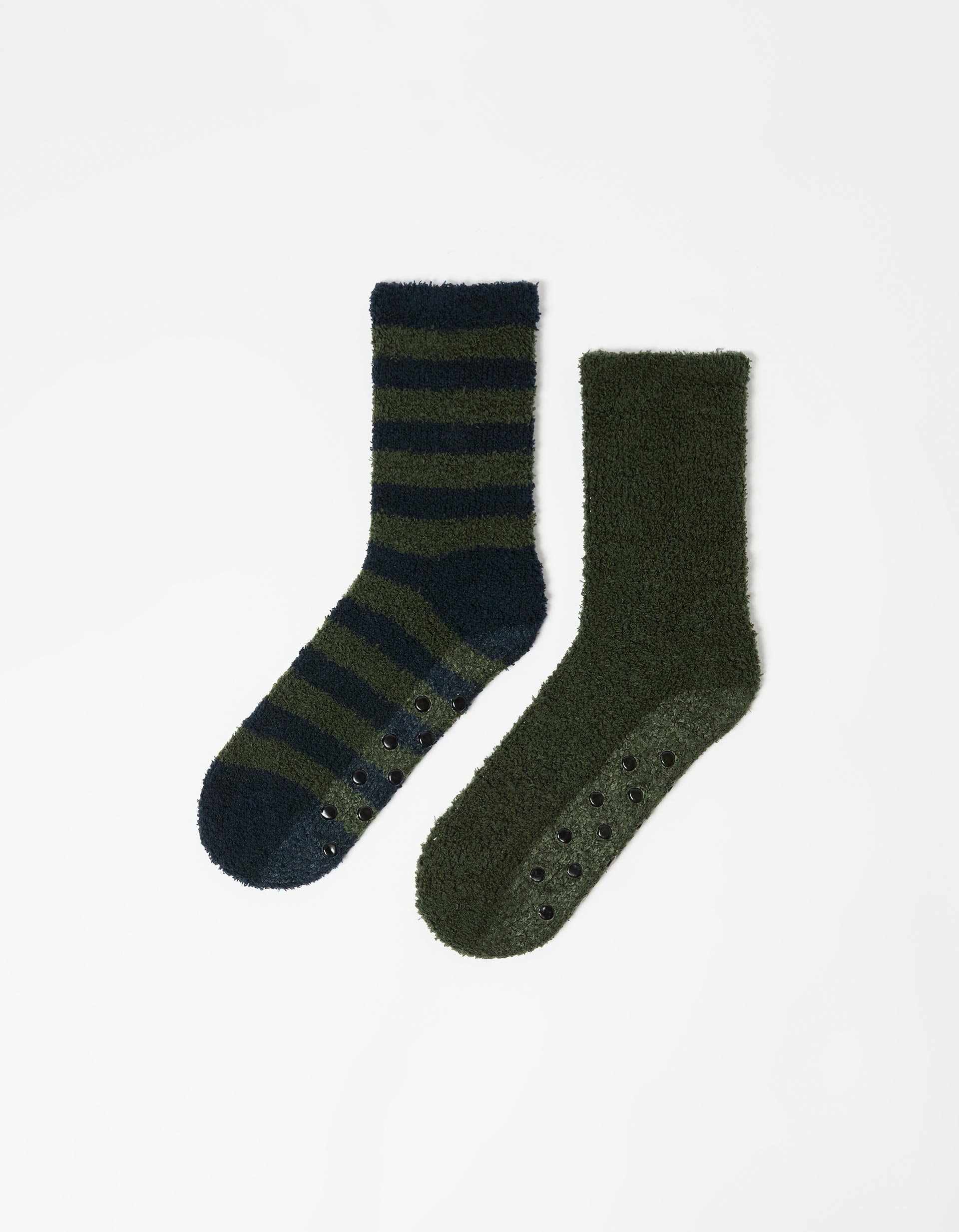 Pack 2 Pares de Meias Antiderrapantes, Homem, Verde Escuro