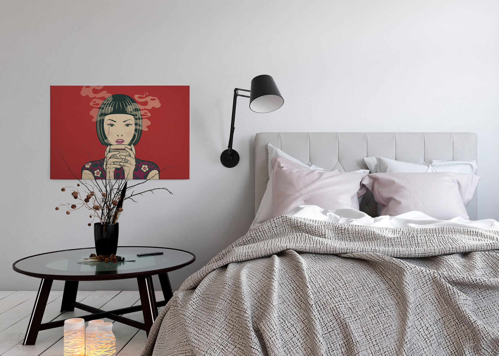 Leinwandbild AKARI - rot - 90x60 cm