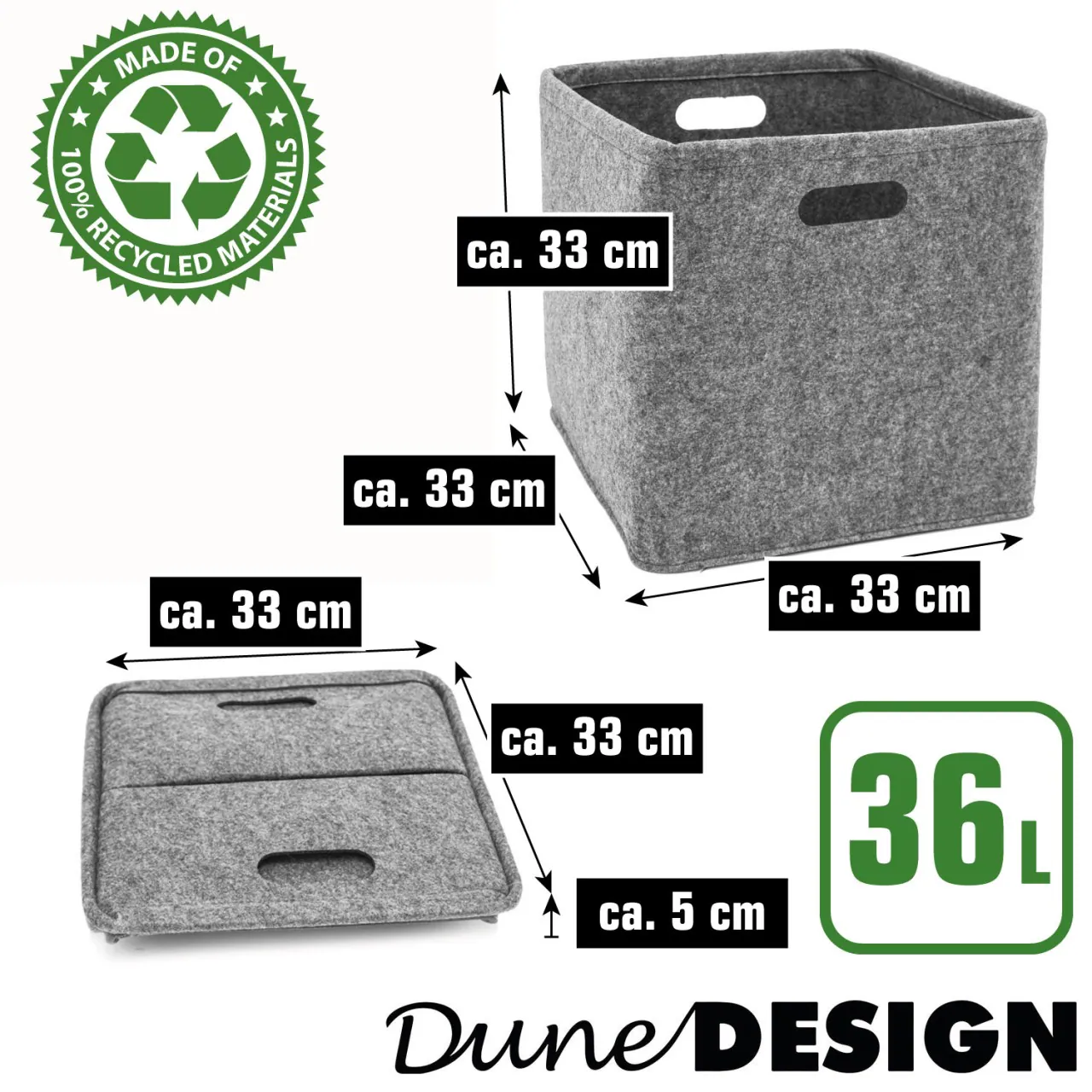 Filz Aufbewahrungsbox 33x33x33 - Kompatibel mit IKEA Kallax - Regal Einsatz Box