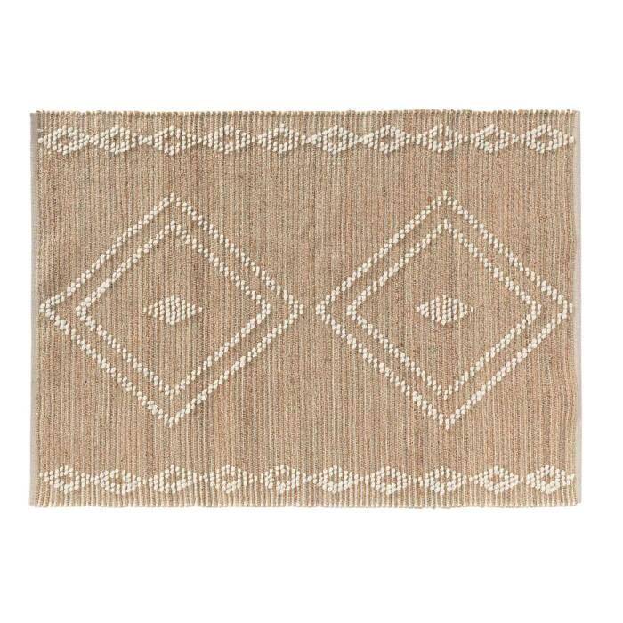 TAPIS RECTANGLE 120X170CM JUTE UNI LAINE COTON UNI FLOTY