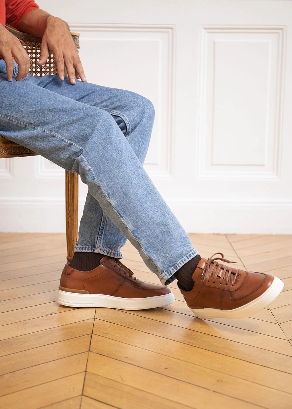 SNEAKERS SABATO CUIR MARRON