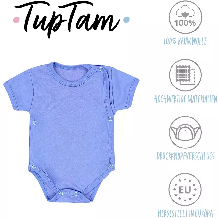 TupTam Baby Jungen Kurzarm Wickelbody 5er Set blau
