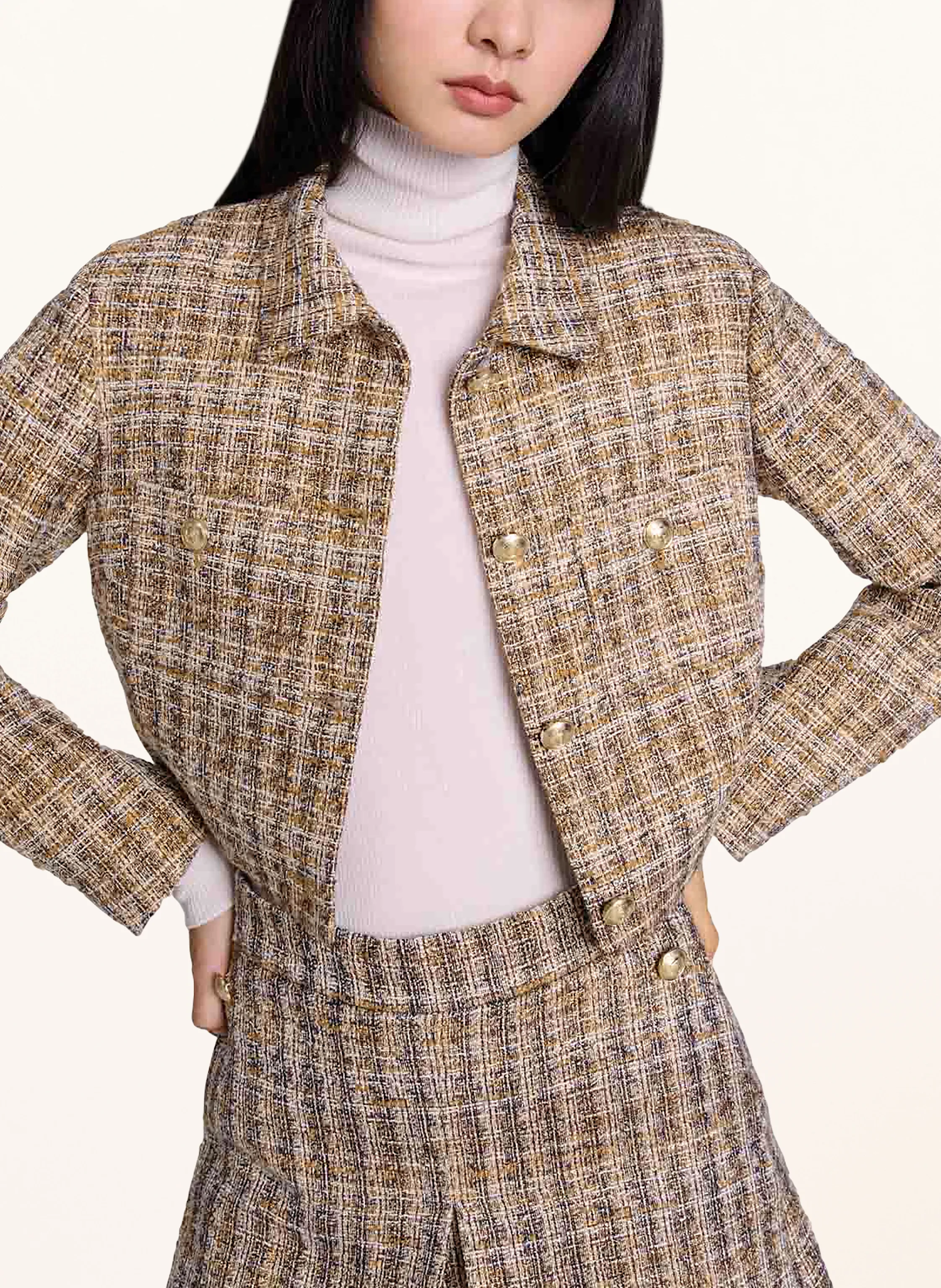 maje Cropped-Jacke aus Bouclé mit Glitzergarn