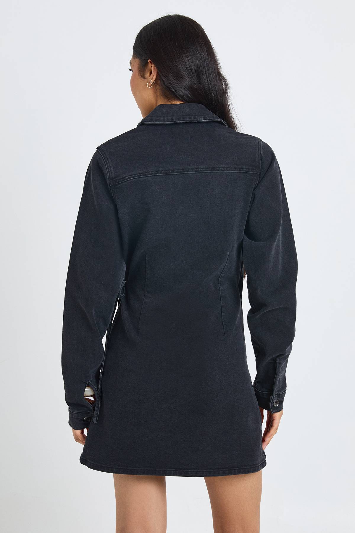 boohoo Robe En Jean Cache-cœur Pour Grandes Tailles