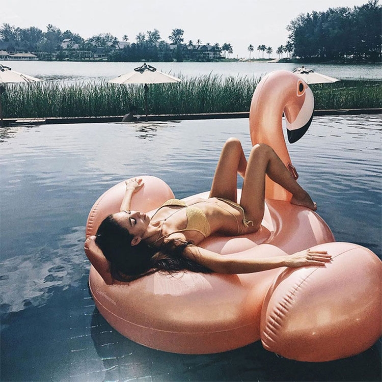 (200cm) Grosse Aufblasbare Wasser Luftmatratze Liegesofa Badeinsel - Roségoldener Flamingo