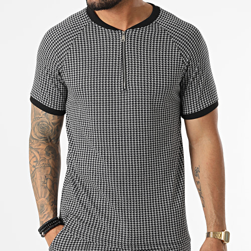 Ensemble Tee Shirt Col Zippé Short Jogging C5845-C8153 Noir