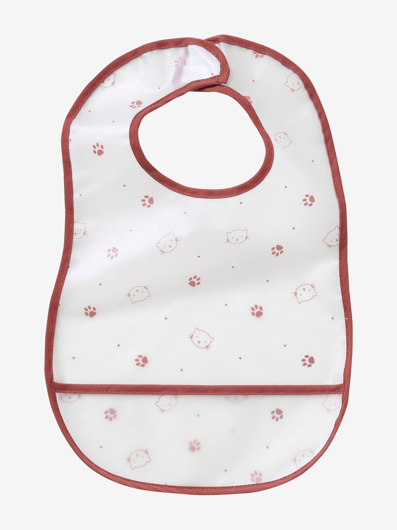 Conjunto de 3 babadores plastificados em material absorvente branco claro e estampas.