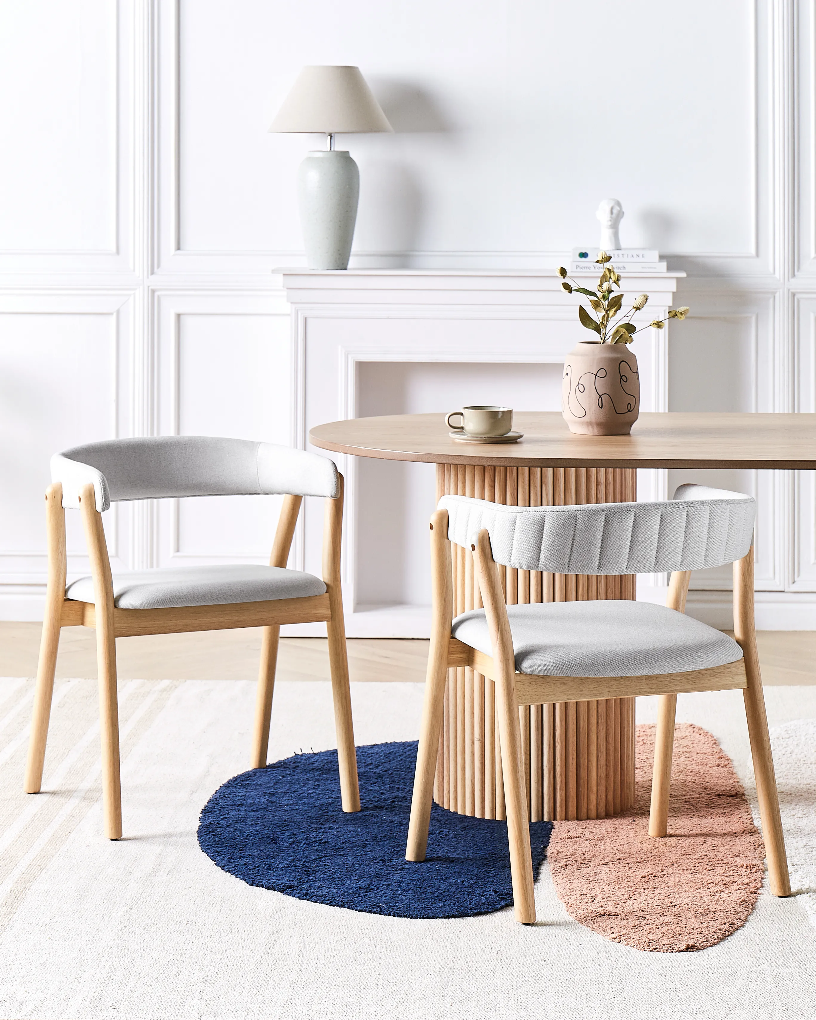 Set van 2 eetkamerstoelen MYLO Hout Lichtbruin/grijs