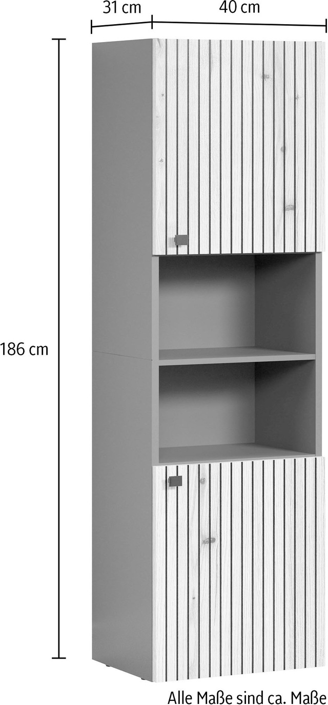 welltime Hochschrank »Amrum« Badezimmerschrank mit und ohne Schublade - (B/T/H) 40-70/31/186 cm