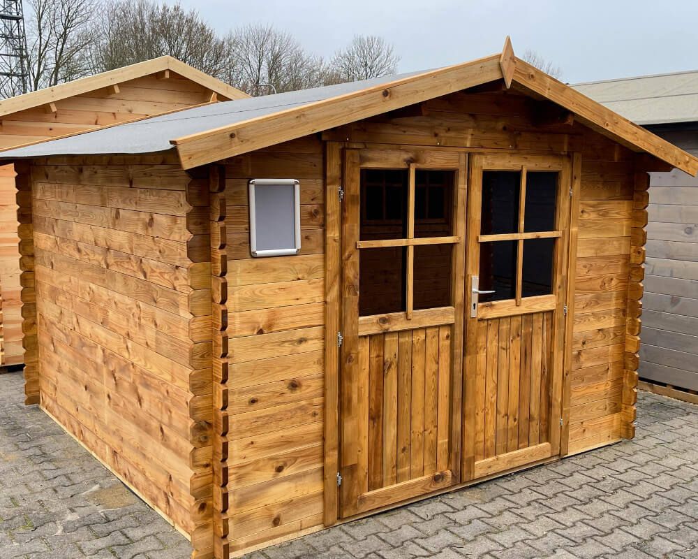 mcgarden24 Gartenhaus 300x300 cm 28mm imprägniert Gerätehaus Holzhaus Hütte inkl. Dach