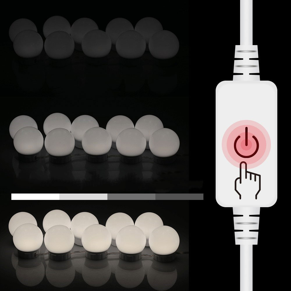 (6er Set) Hollywood Schminkleuchten LED Lichter Nachrüst Kit für Make Up Spiegel - Weiss