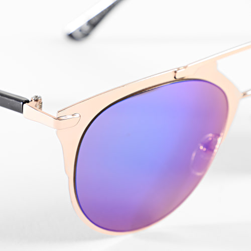 Lunettes De Soleil Doré Vert Rose Miroir