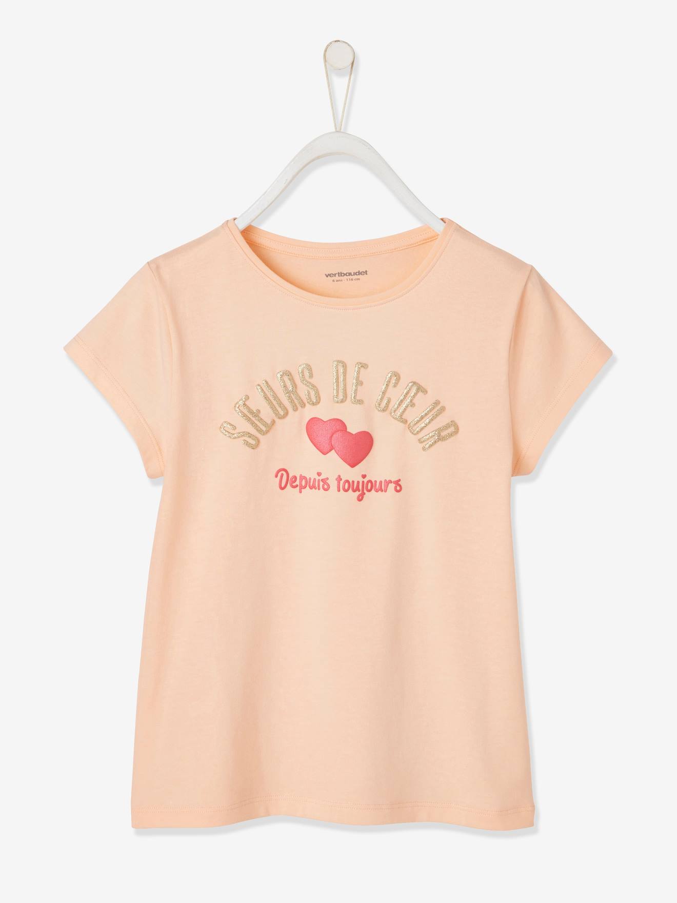 Camiseta infantil com mensagem divertida, lisa, rosa claro.